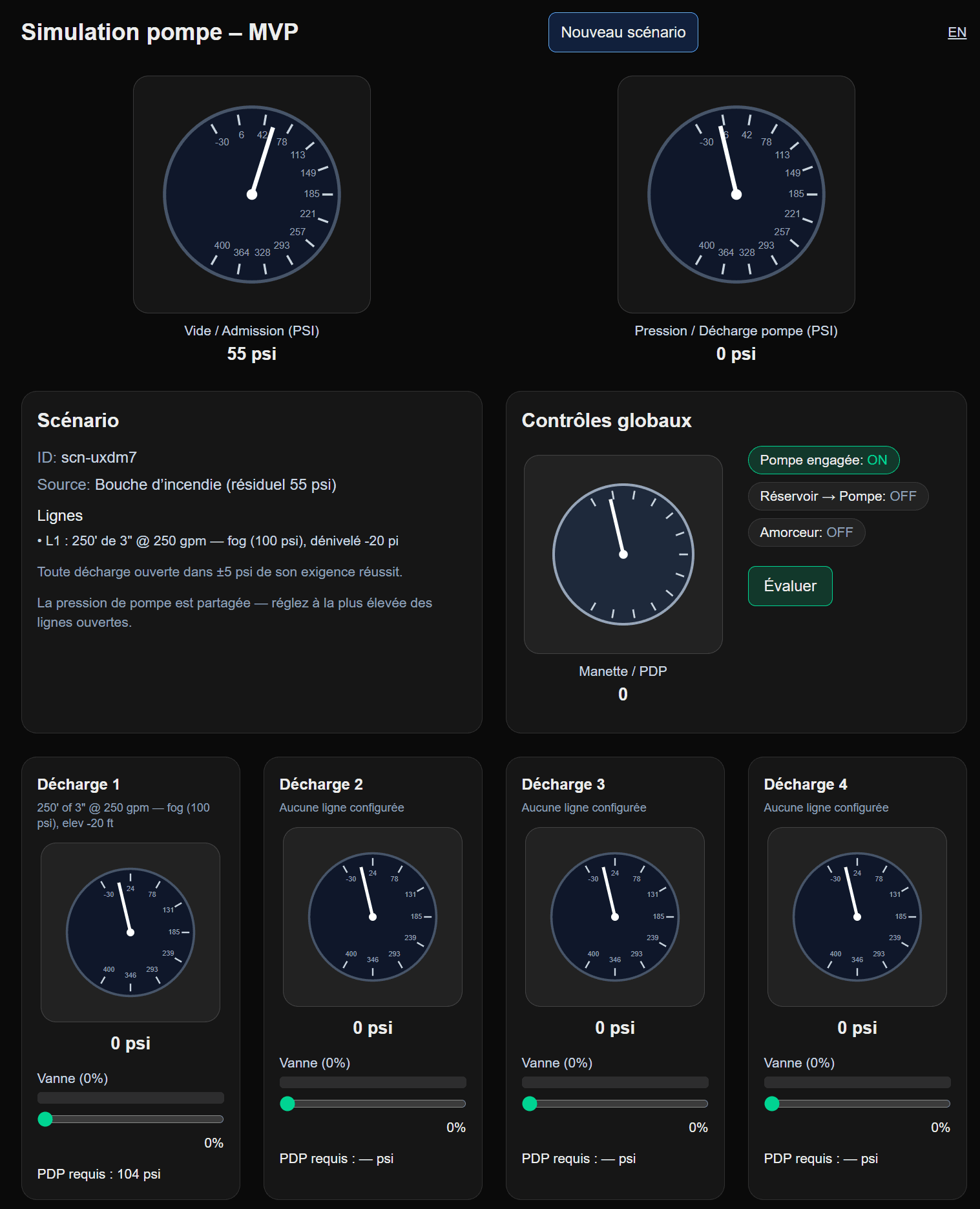 Capture d’écran du Simulateur de pertes